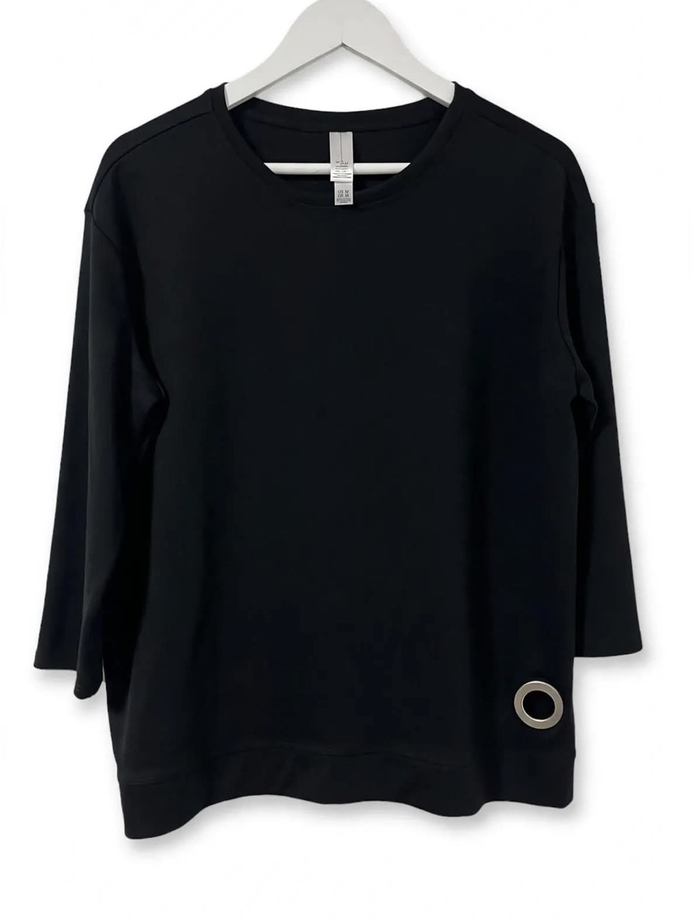 Marla Wynne Size M Black Top Grommet Detail 3/4 Sleeve